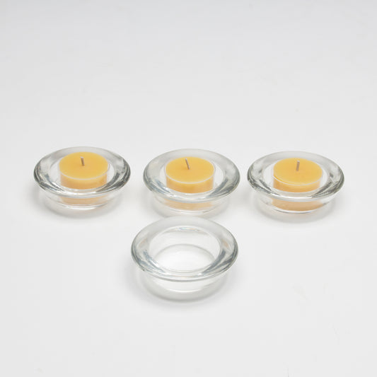 Chunky tealight candle holders with and without tealights.