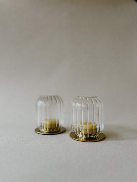 Kira Glass Tealight Lantern - Set of 2